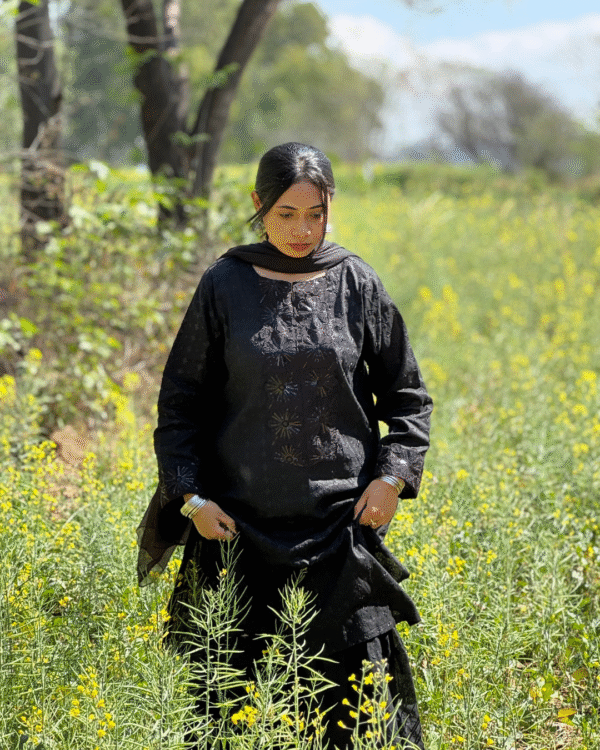 Black Chikankari Gharara (4) Black Chikankari Gharara