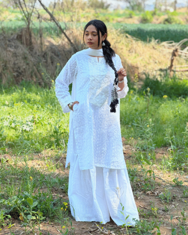 White Chikankari Gharara (3) White Chikankari Gharara